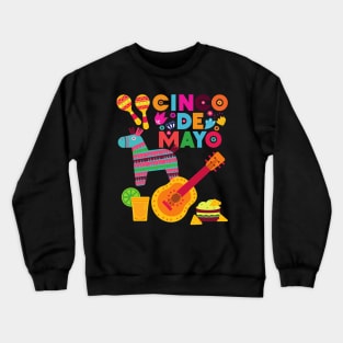 Cinco De Mayo Fun colorful celebration fifth may Mexican style cactus piñata Sombrero Crewneck Sweatshirt